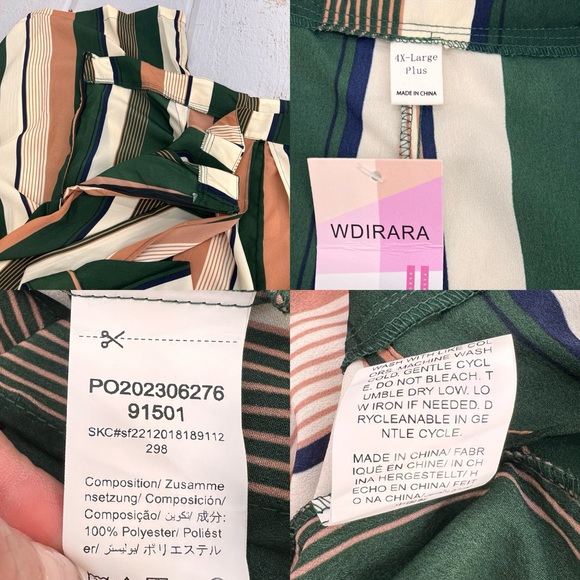 NWOT  Women's Plus Size Printed Drawstring Waist Split Side Wide Leg Pants - Picture 16 of 17